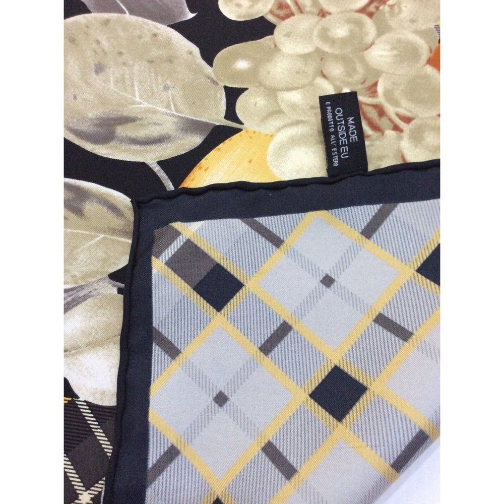 BASILE Gray Fruit Print Silk Scarf  Made In Italy "35/34,5" EX COND - Picture 9 of 11